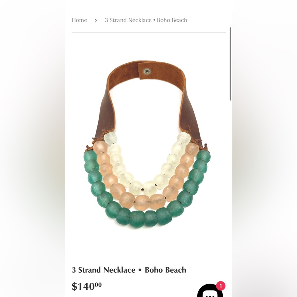 Stephenie Leigh Designs Bohemian Beaded Necklace with Leather Strap